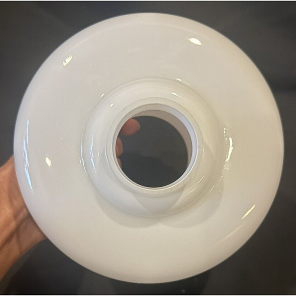 Vintage Lamplight Farms Oil Lamp Shade Stoneware Pottery Milk Glass Brown Ruffle - Picture 14 of 15